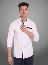 Mens Casual Full Sleeve Silver Button Shirt